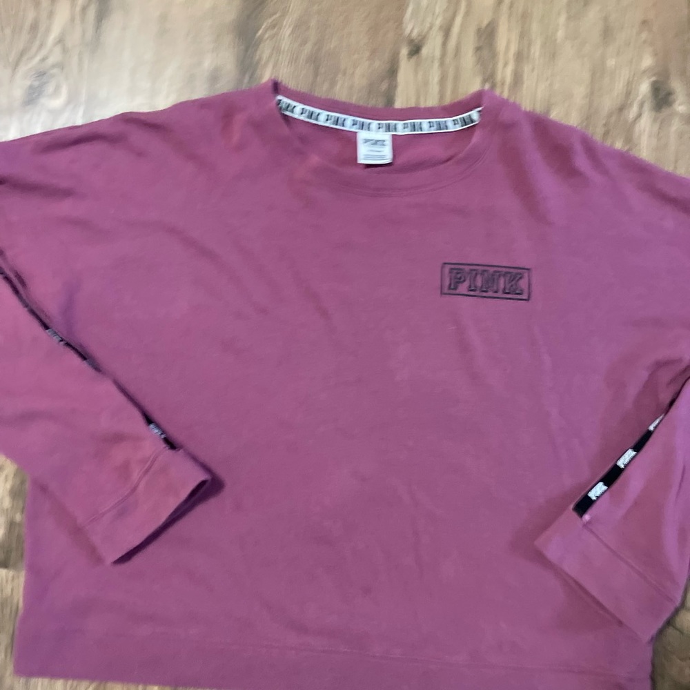 Pink Victoria's Secret Sweatshirt Women's Size L Long Sleeve Graphic Logo Pink